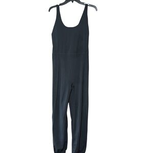Women’s Black Active Jumpsuit Romper Loungewear Yoga One Piece Jogger Style Sz L